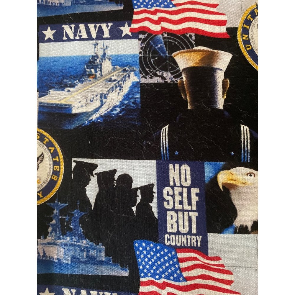 US Navy 100% Cotton Fabric Quilt Craft 42 x 2 yards NEW No Self But Country